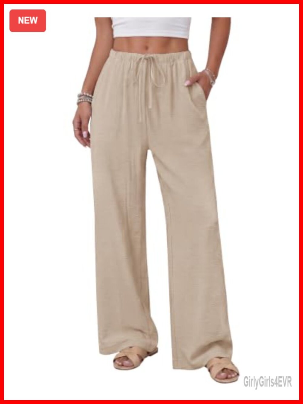 Wide Leg Palazzo Pants Lightweight Drawstring with Pockets